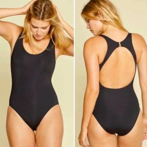 Andie The Catalina One Piece Swimsuit Sleeveless Open Back Black NWT XS - Picture 1 of 6